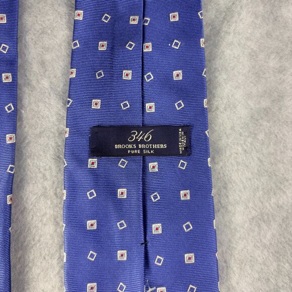 VTG Brooks Brother 346 Repp Necktie Classic Blue Diamond/Argyle Pure Silk Preppy - Picture 5 of 8